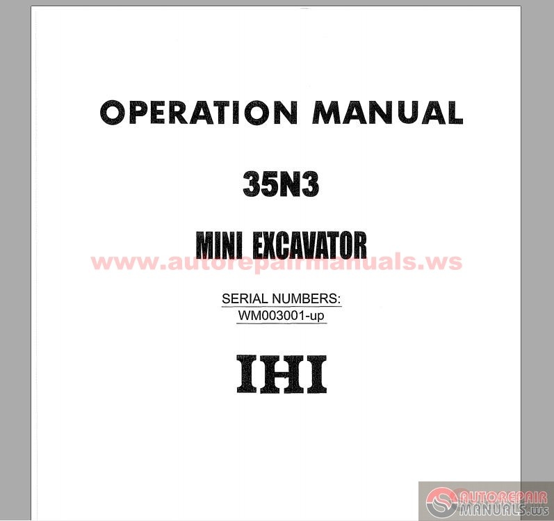 Mini excavator operation manual