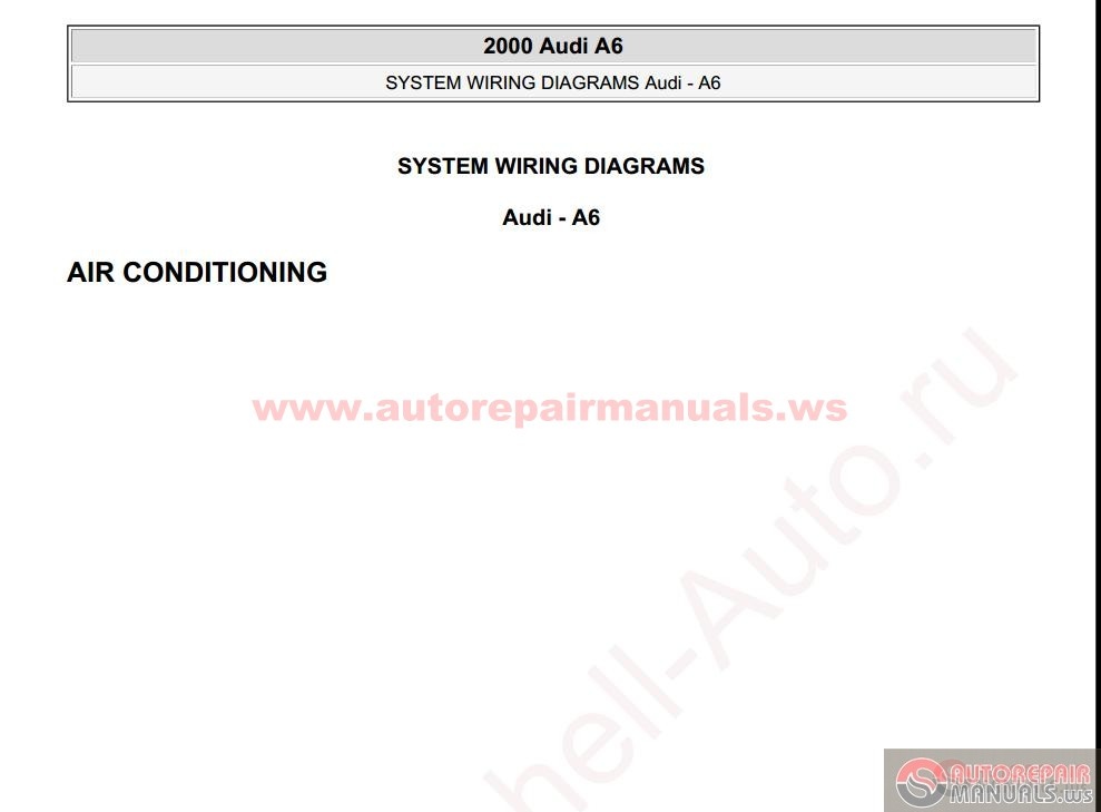Audi A6 2000 System Wiring Diagrams