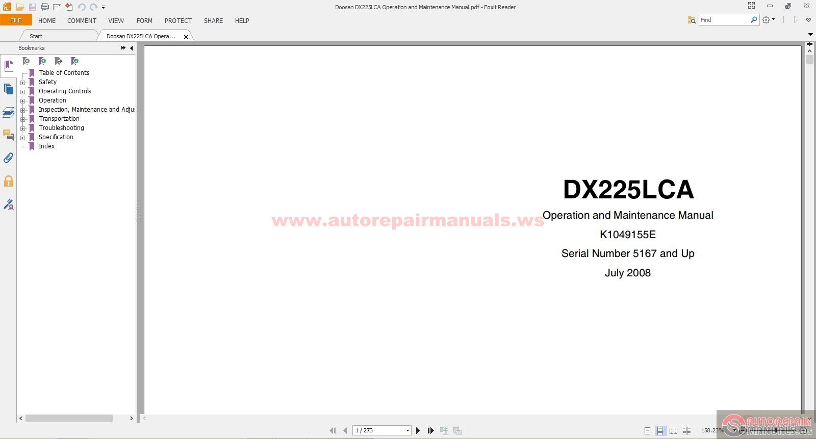 Doosan Dx225lca Operation And Maintenance Manual Auto Repair Manual Forum Heavy Equipment Forums Download Repair Workshop Manual