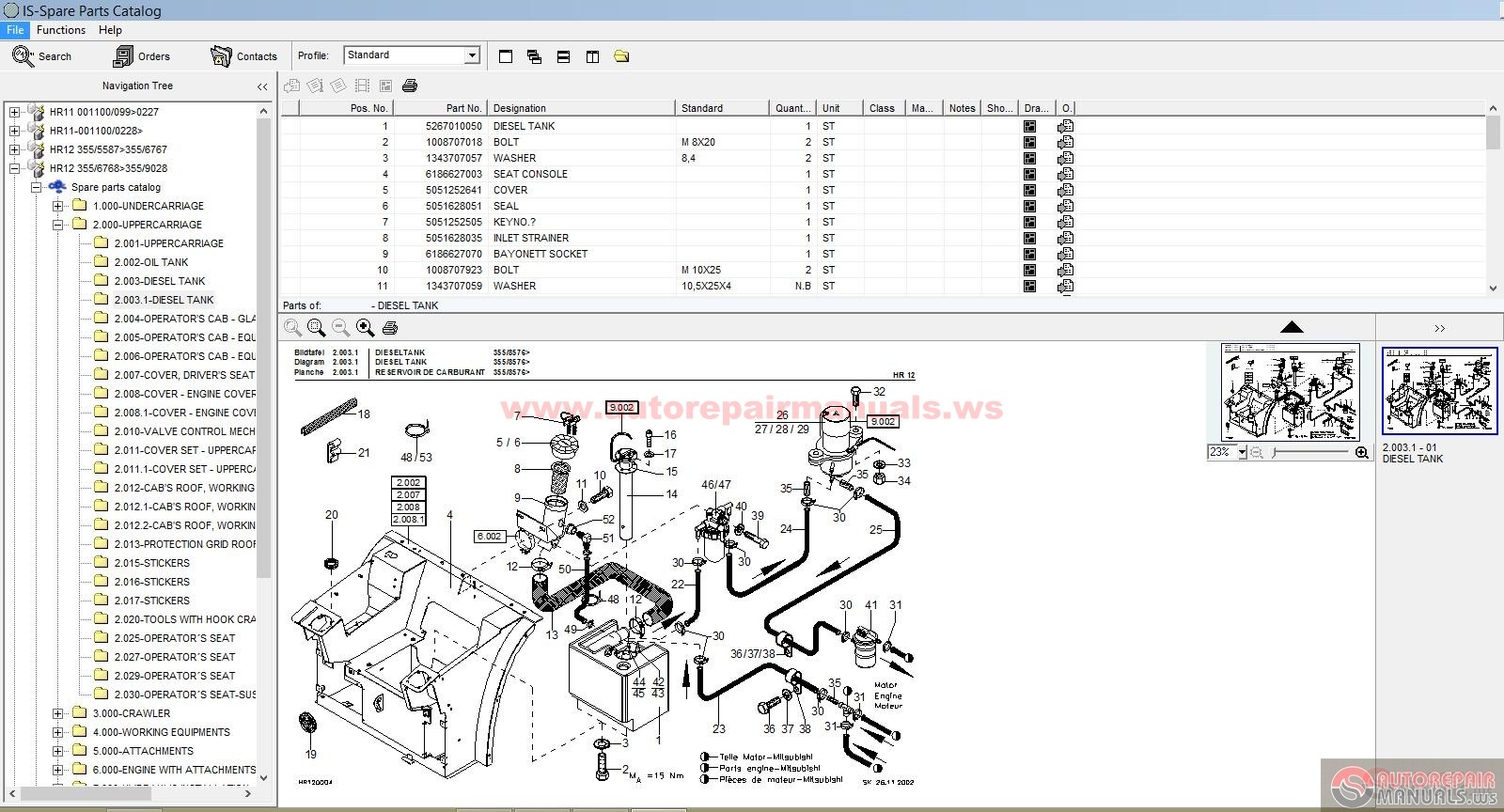 Terex Schaeff HR 11,12,13,14,16,18 Parts Catalog | Auto ...