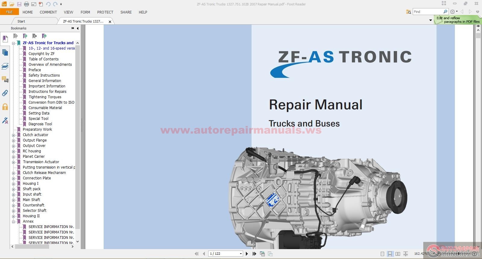 Keygen Autorepairmanuals.ws: ZF-AS Tronic Trucks 1327.751 ...