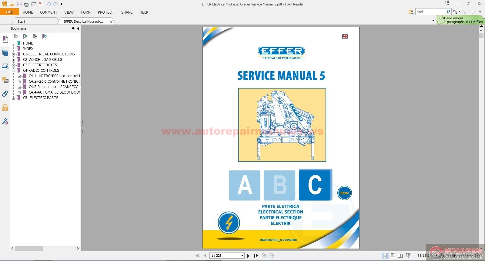 Hydraulic crane service manual