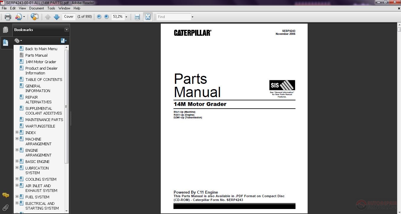CAT 14M Motor Grader Parts Manual | Auto Repair Manual Forum - Heavy ...