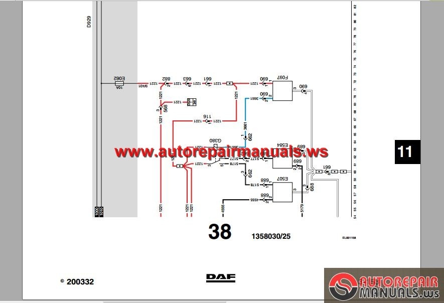 DAF CF65, CF75, CF85 (to Chassis 0E621376) Electrical Wiring Diagram