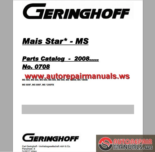 Geringghoff Mais Star (MS) Parts Catalog Auto Repair Manual Forum