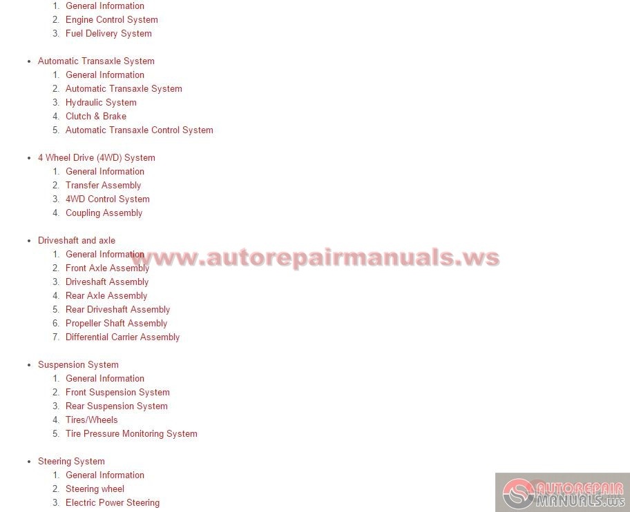 Auto Service Service Repair Manuals Free Download