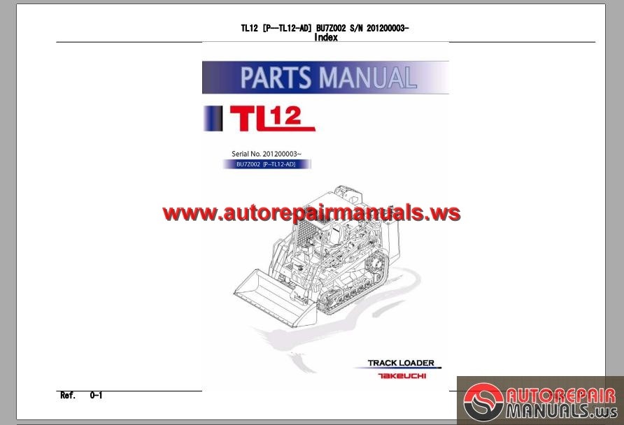TAKEUCHI TRACK LOADER P-TL12-AD Parts Manual | Auto Repair Manual Forum