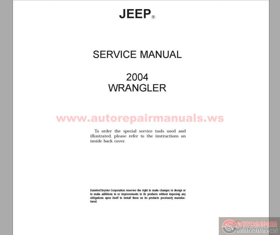 2004 Jeep wrangler sahara owners manual