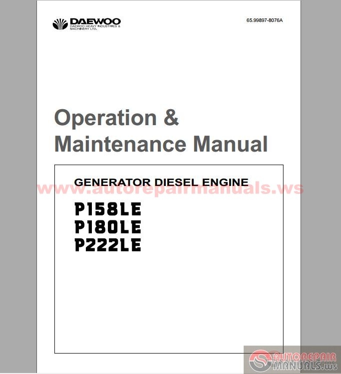 Daewoo Engine P180LE Operation Maintenance Manual Auto Repair Manual