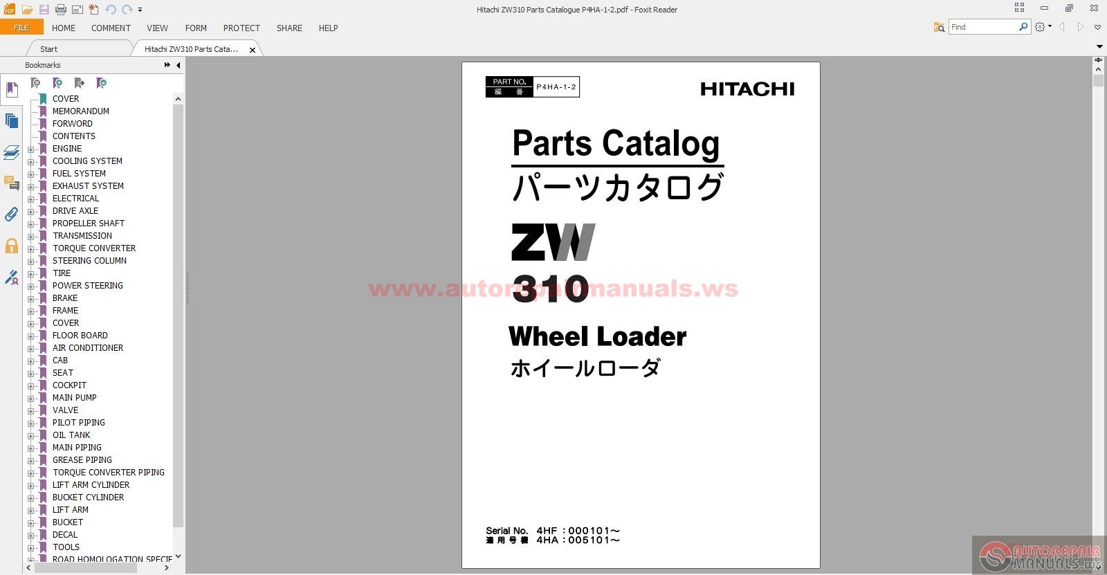 Hitachi ZW310 Parts Catalogue P4HA-1-2 | Auto Repair Manual Forum