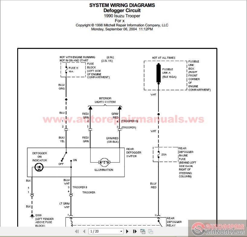 ISUZU TROOPER 1990 System Wiring Diagram | Auto Repair Manual Forum - Heavy  Equipment Forums - Download Repair & Workshop Manual Electric Fuel Pump Wiring Diagram Auto Repair Manual Forum