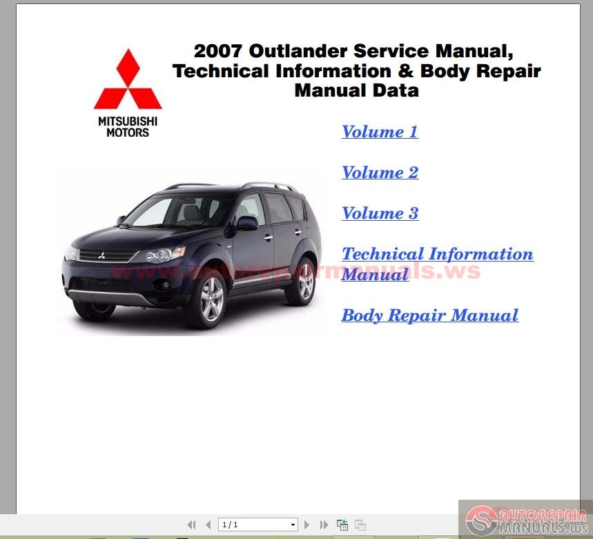 2007 Mitsubishi Outlander Owner's Manual Download