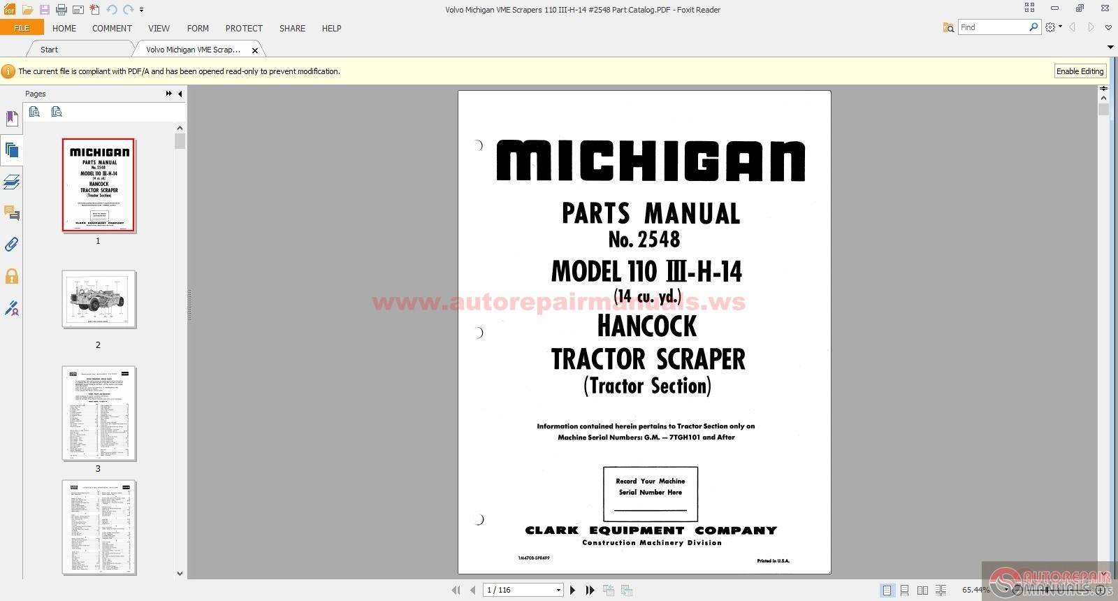 Michigan 75A Shop Manual