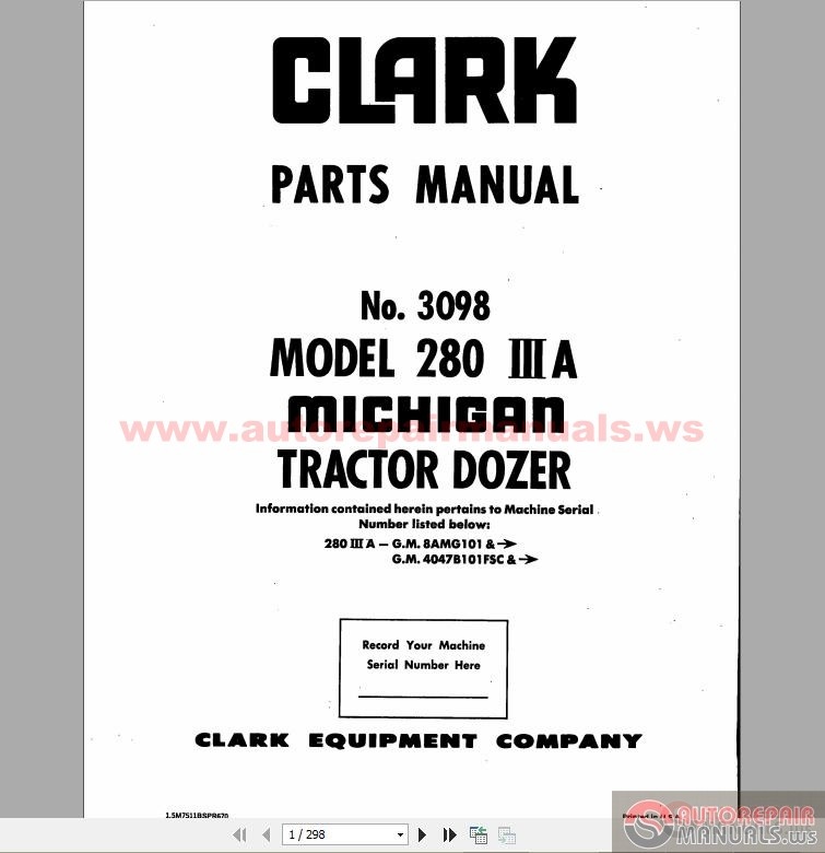 Volvo Michigan Wheel Dozers 280IIIA #3098_5 Part Book Manual | Auto