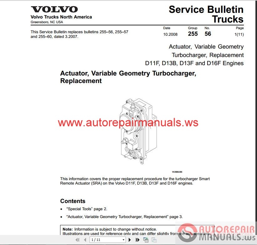 Download Volvo D11 D13 D16 Service Manual