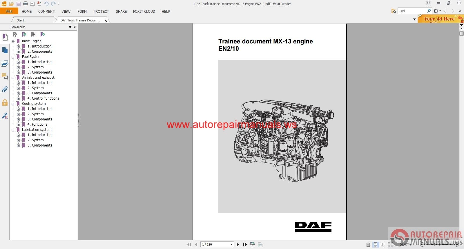 DAF Truck Trainee Document MX-13 Engine EN210 | Auto ...