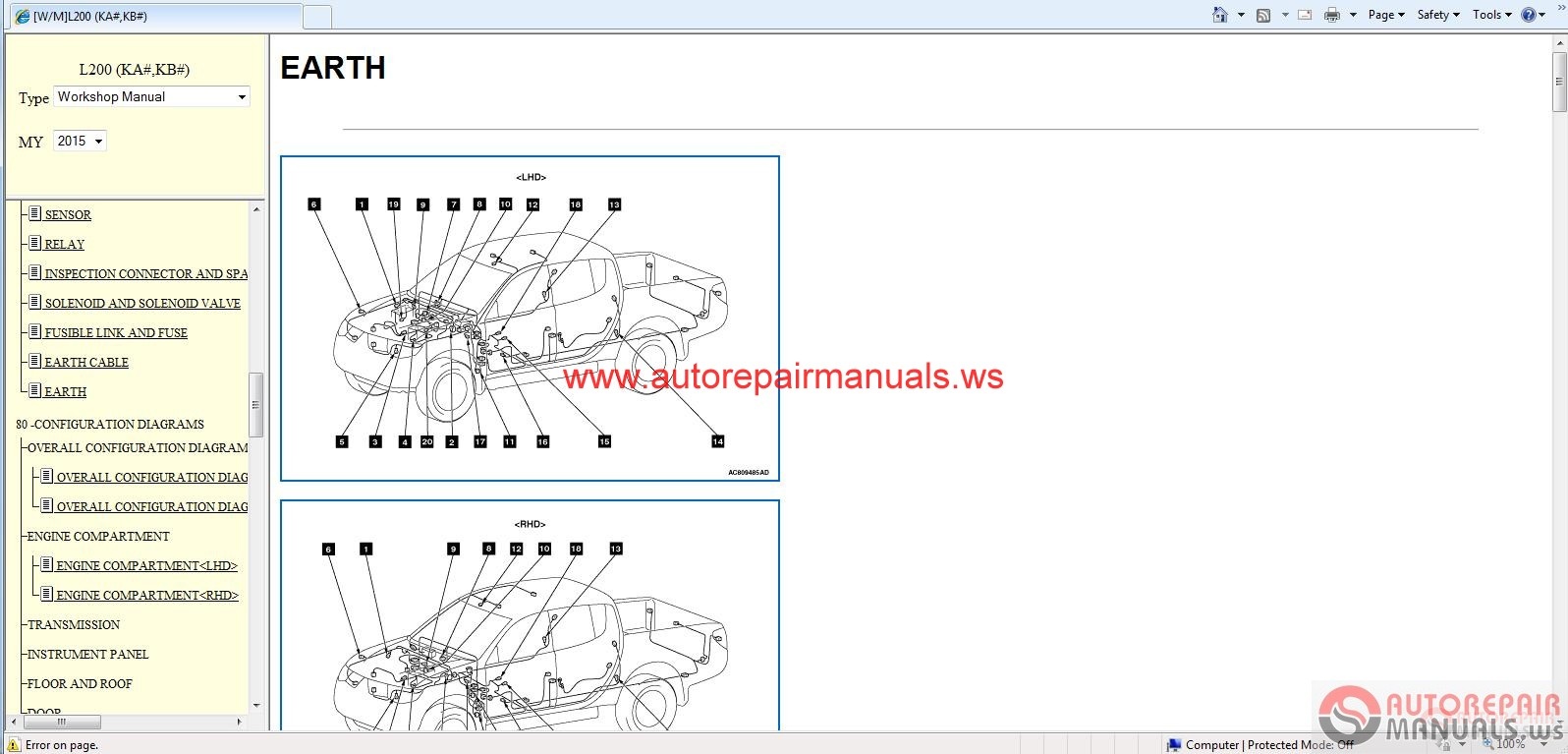 Free Auto Repair Manual : Mitsubishi L200 2015 Service Manual CD