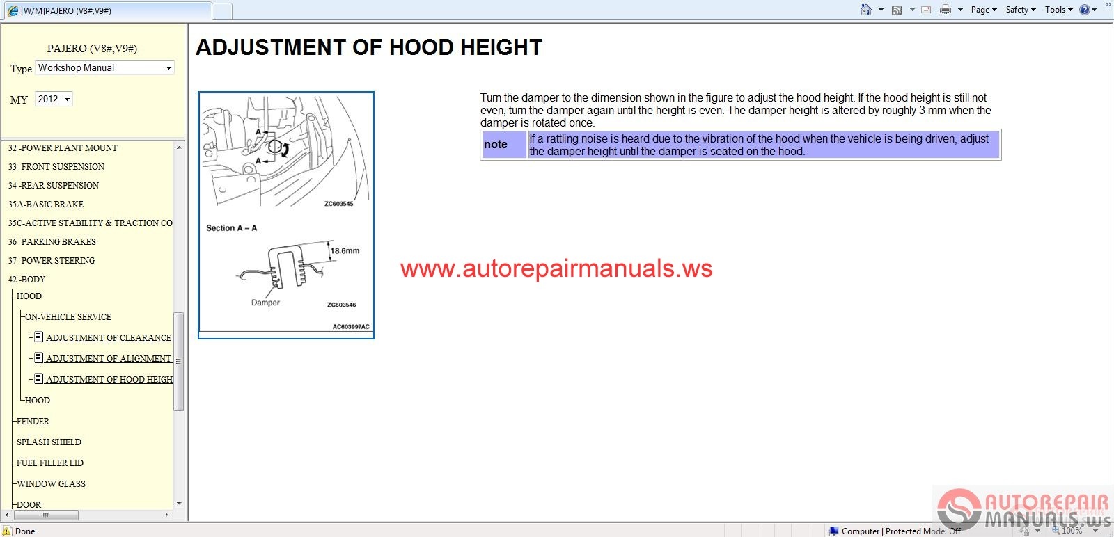 Mitsubishi Pajero 2012 Workshop Manual | Auto Repair ...
