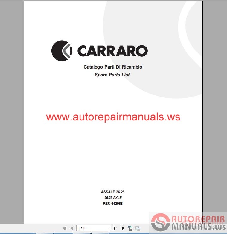 Carraro 26.25 AXLE (Faresin FH 7.33) REF. 642988 Spare Parts List