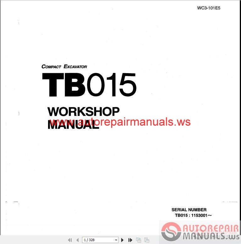 Takeuchi Compact Excavator TB015-E(WC3-101E5) Workshop Manual | Auto