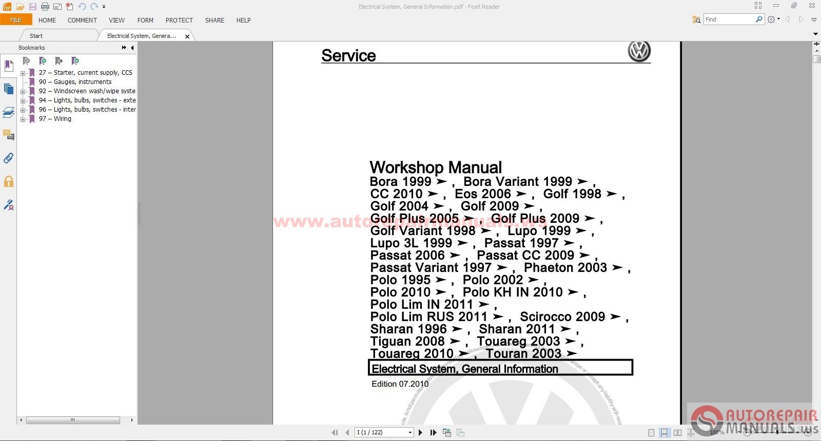 Volkswagen Golf MK5 2004 on Service Manual | Auto Repair ...