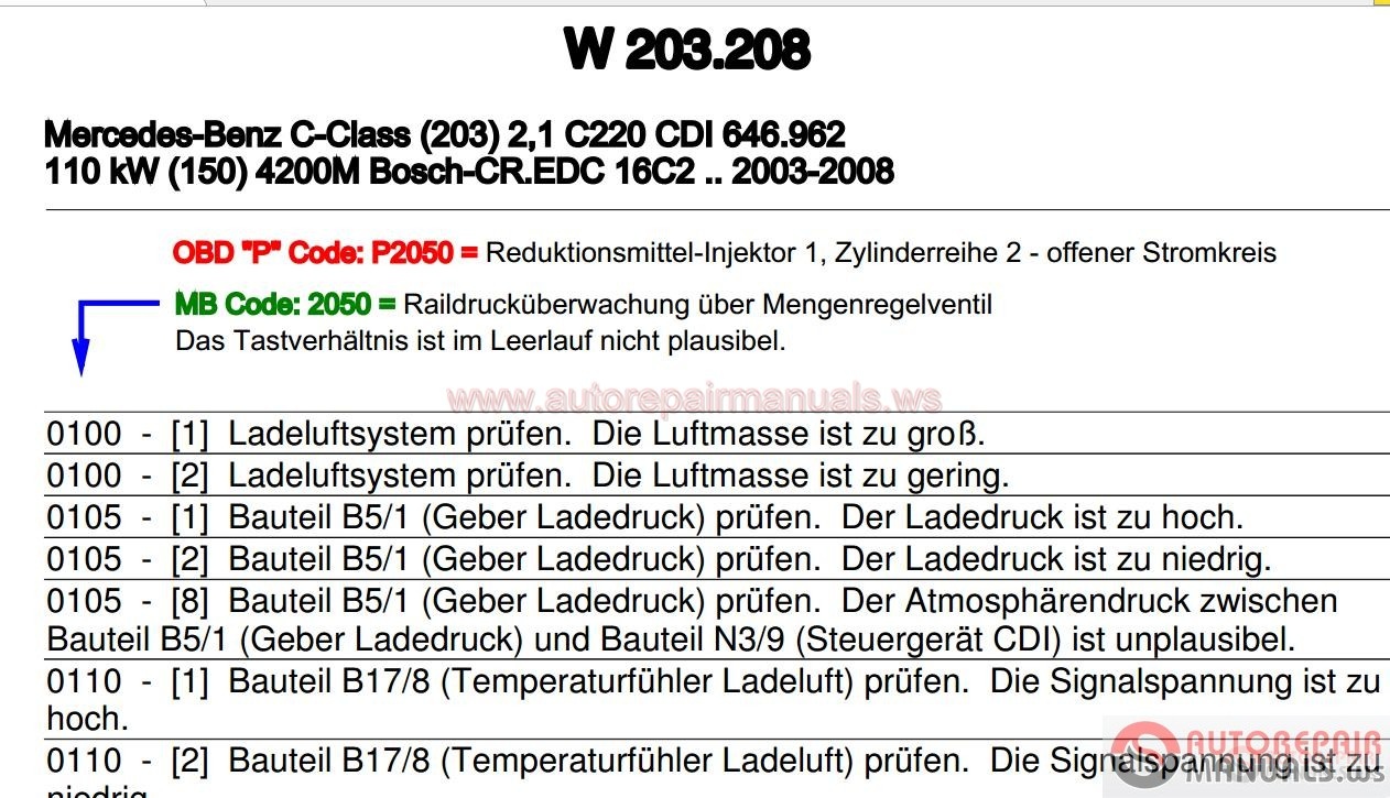 DTC Fehlercode-Mercedes_W203.208 | Auto Repair Manual Forum - Heavy