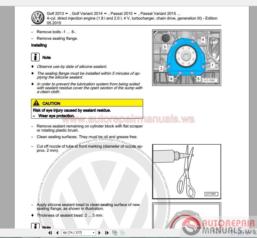 Volkswagen Touran 2016 Workshop Manuals | Auto Repair Manual Forum ...