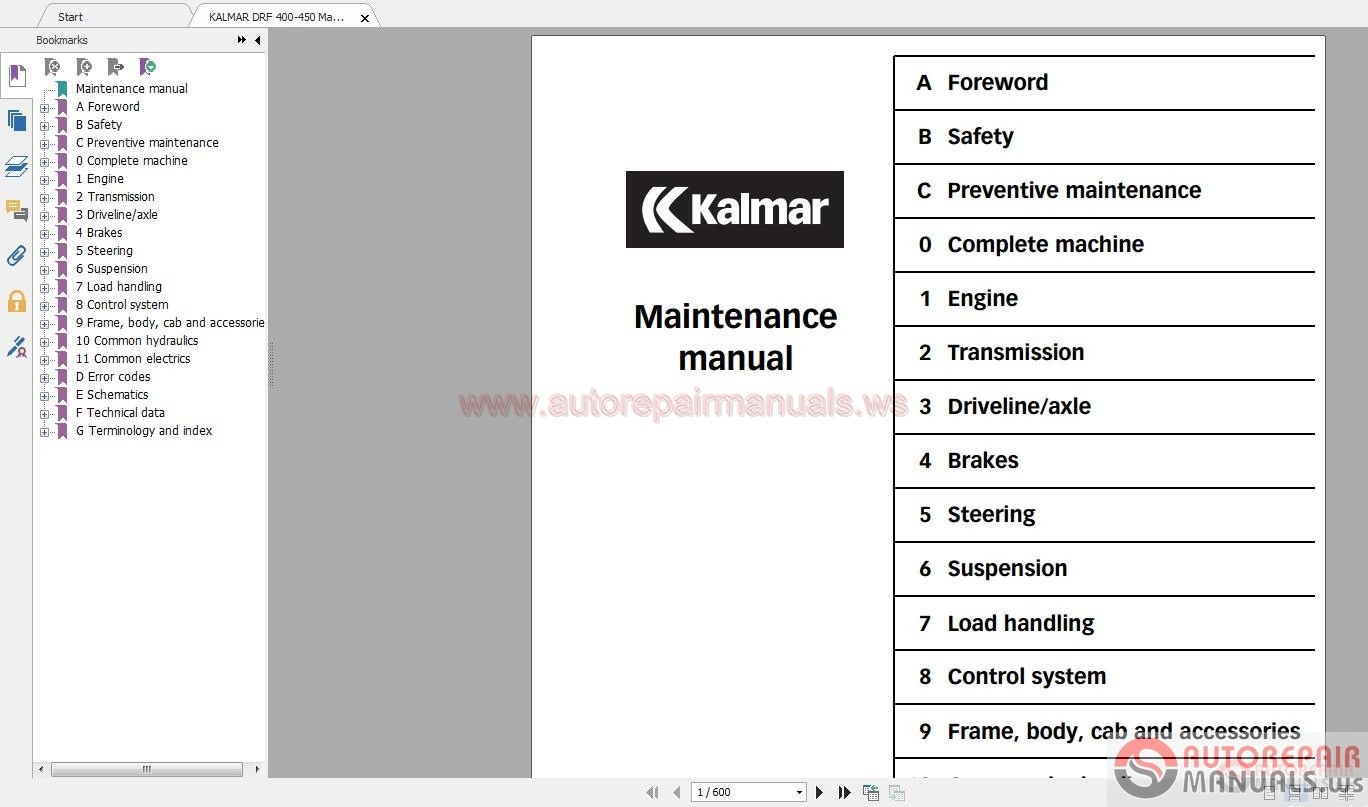 Kalmar Drf 400 450 Maintenance Manual Auto Repair Manual Forum Heavy Equipment Forums Download Repair Workshop Manual