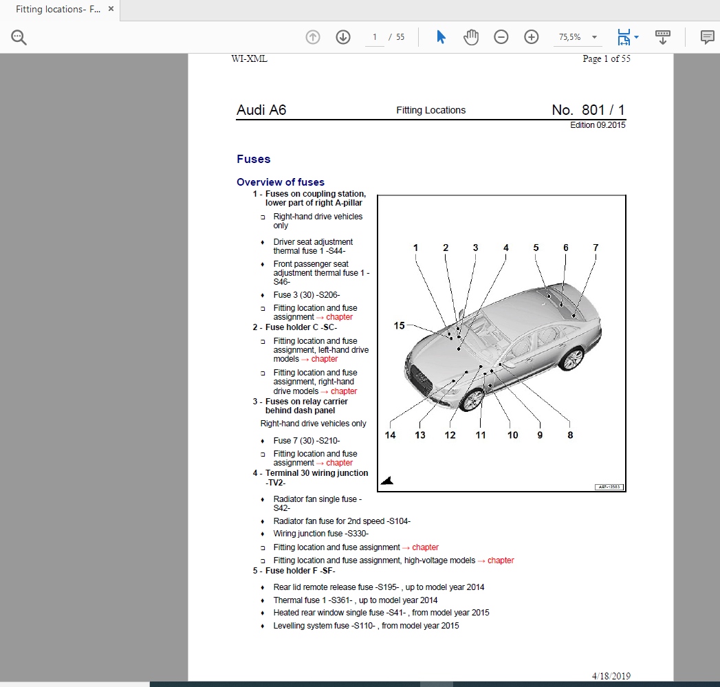 Audi A6 Wiring Diagram 2015-2019 | Auto Repair Manual Forum - Heavy