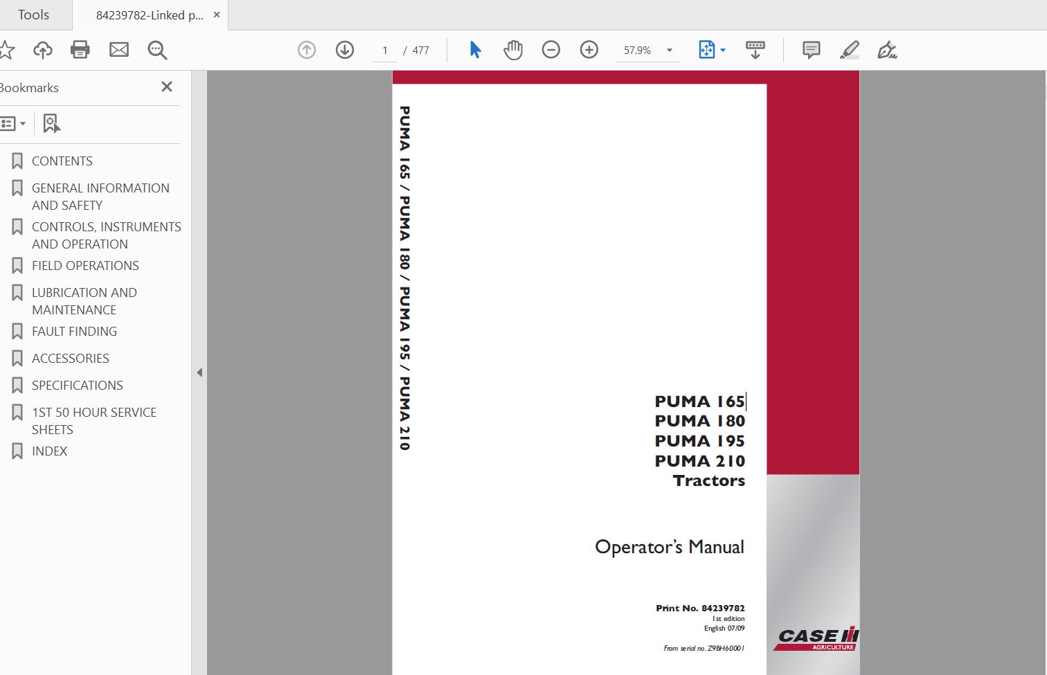 case puma 165 operators manual