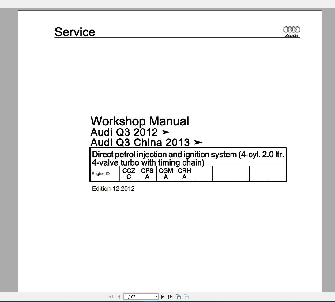 Audi Q3 Typ 8u 2011 2018 Workshop Manuals Wiring Diagrams Auto