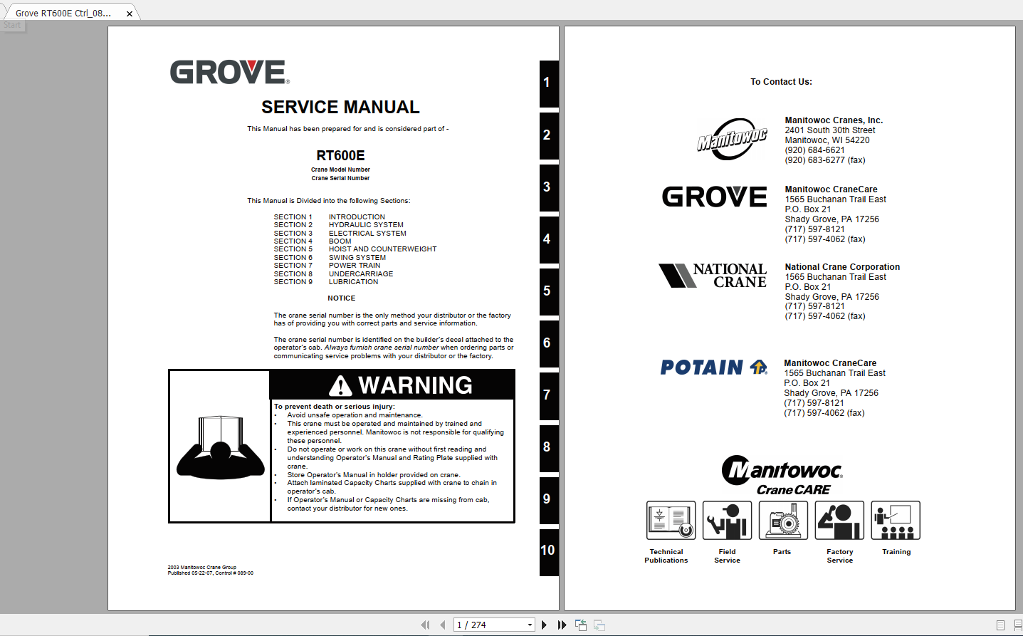 Grove Crane Manuals