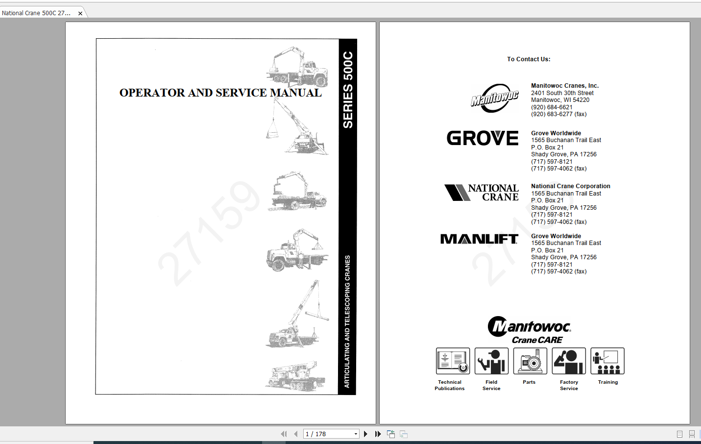 National Crane 500C Operators_Maintenance & Service Manual_Parts