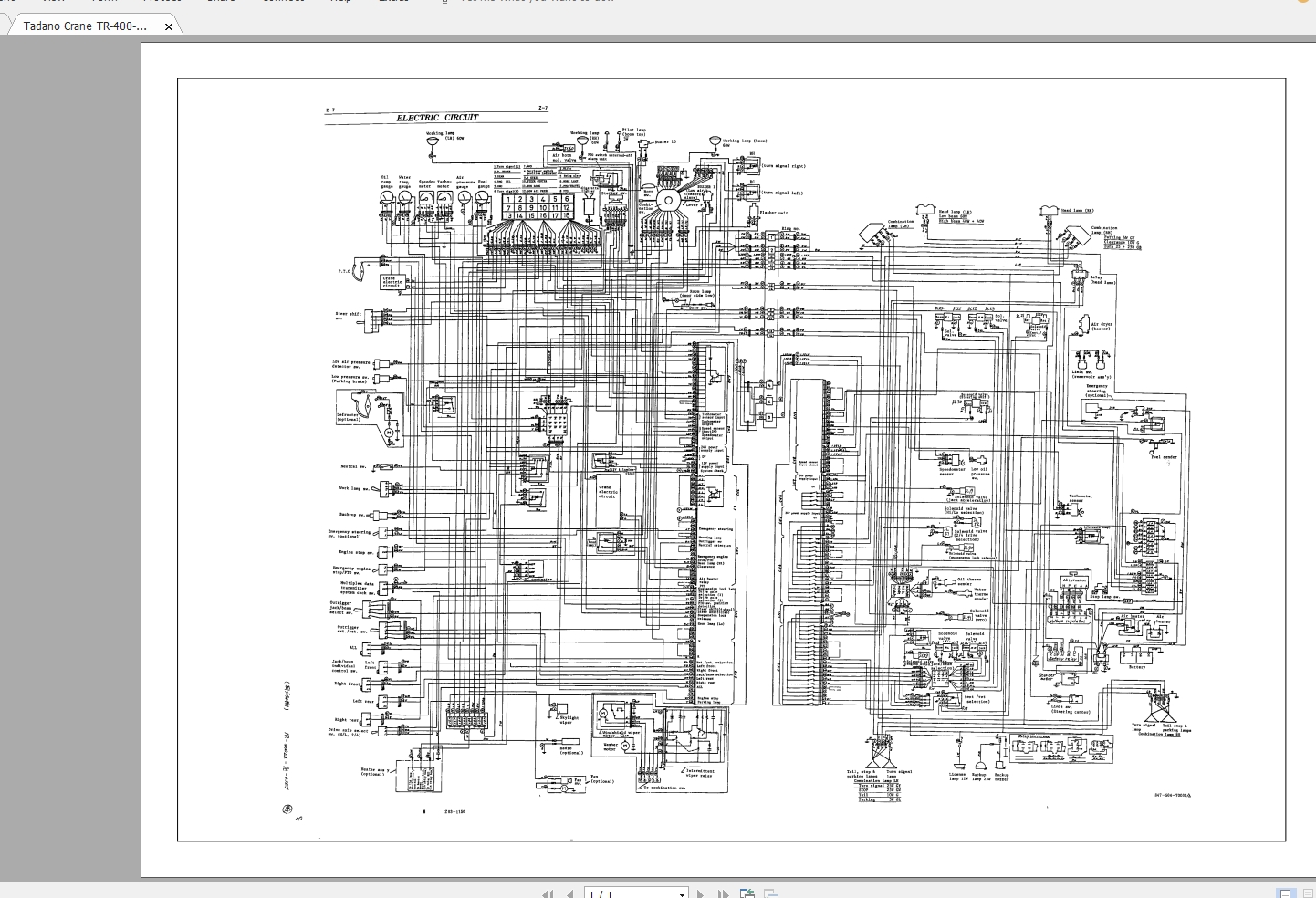 Tadano Mobile Crane Tr-400ex-2 Electric Circuit Diagram 