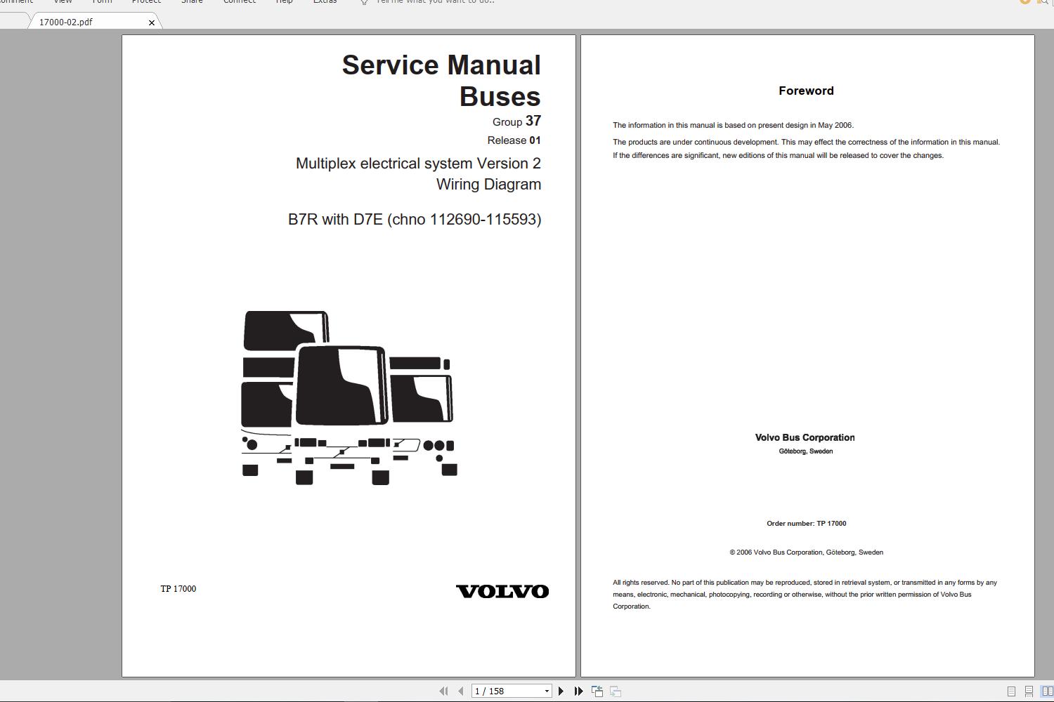Volvo B7r With D7e Trucks Service Manual Buses  U0026 Wiring