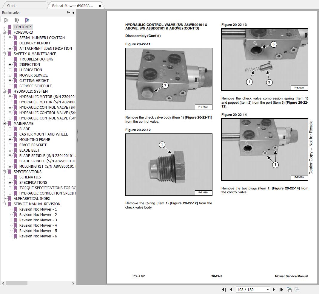 Bobcat Mower 72 90 Service Manual 6902088 