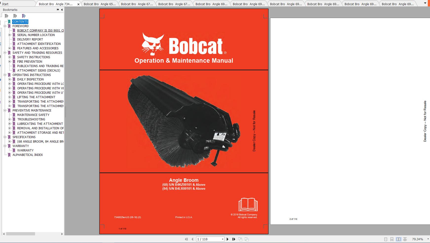 Bobcat Angle Broom Operation Maintenance Manuals Auto Repair Manual