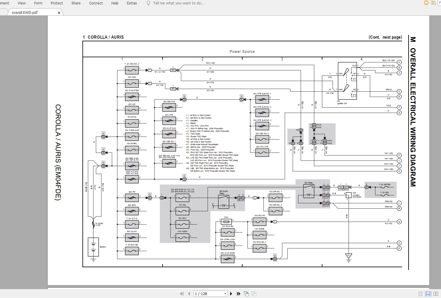 Toyota Auris & Corolla [2007-2013] Electrical Wiring Diagram | Auto