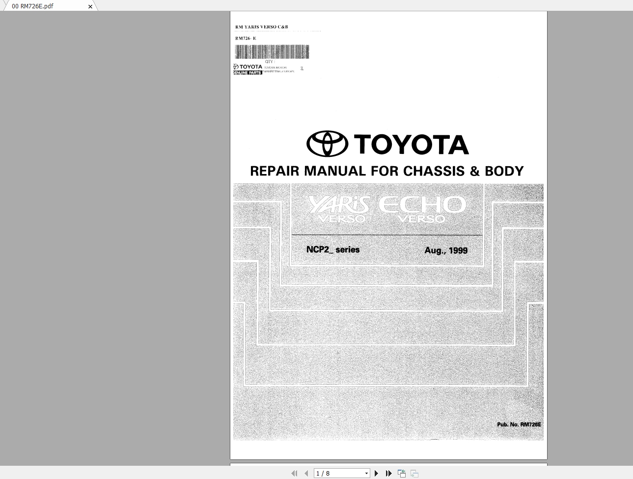Toyota Yaris Verso 1999 01 Repair Manual Electrical Wiring Diagram Auto Repair Manual Forum Heavy Equipment Forums Download Repair Workshop Manual