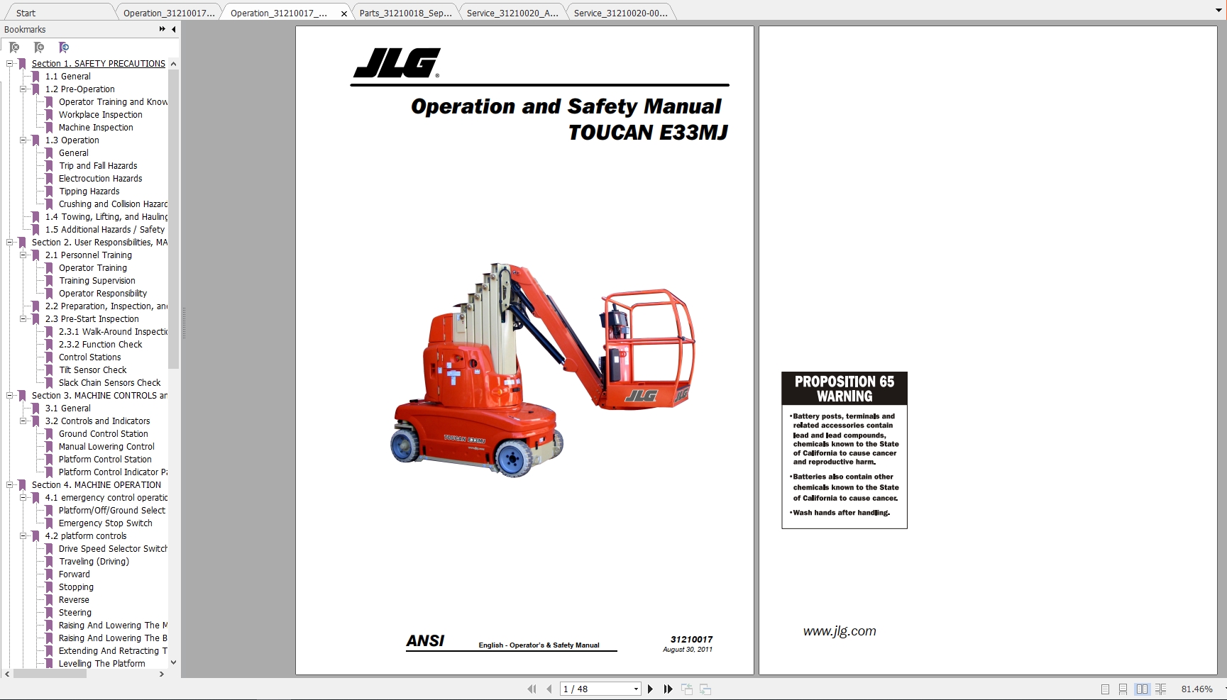 jlg boom lift operators manual