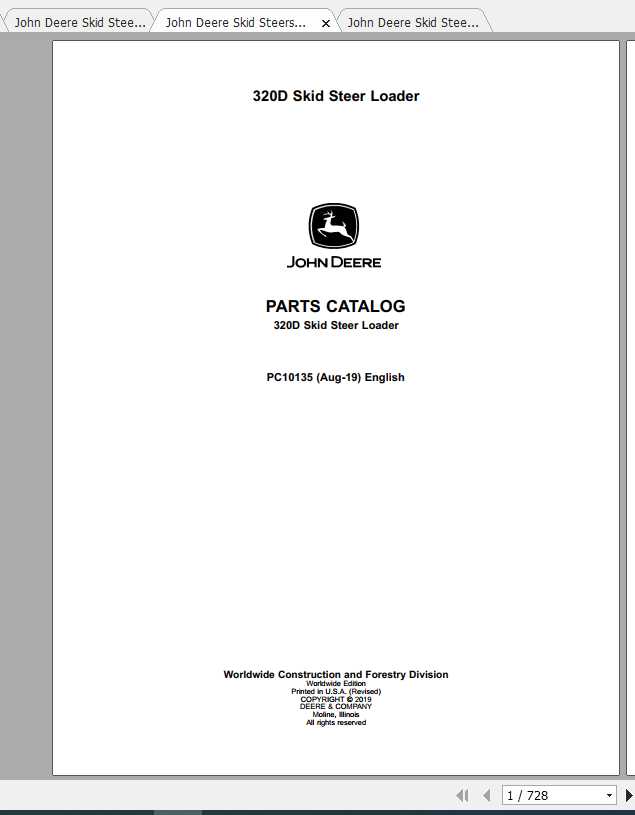 John Deere Skid Steers Loader 320D Repair Technical Manual & Parts