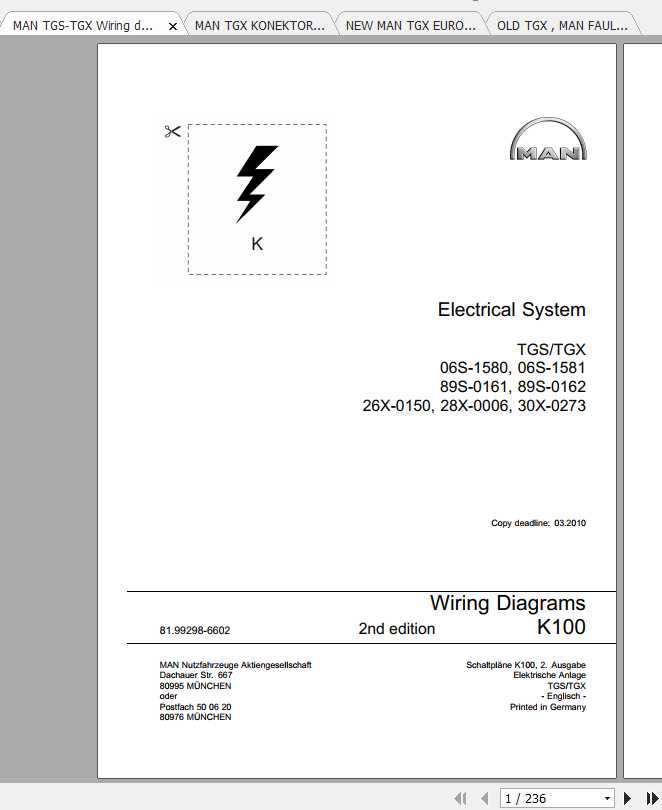 Man Truck TGS-TGX Wiring diagrams Electrical System | Auto Repair