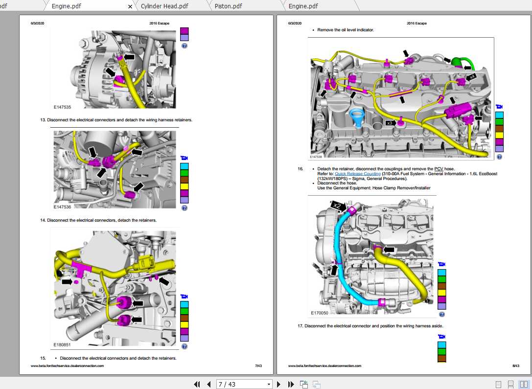 Ford Escape 2016 Engine 1.6L EcoBoost (132kW-180PS) Sigma Repair Manual