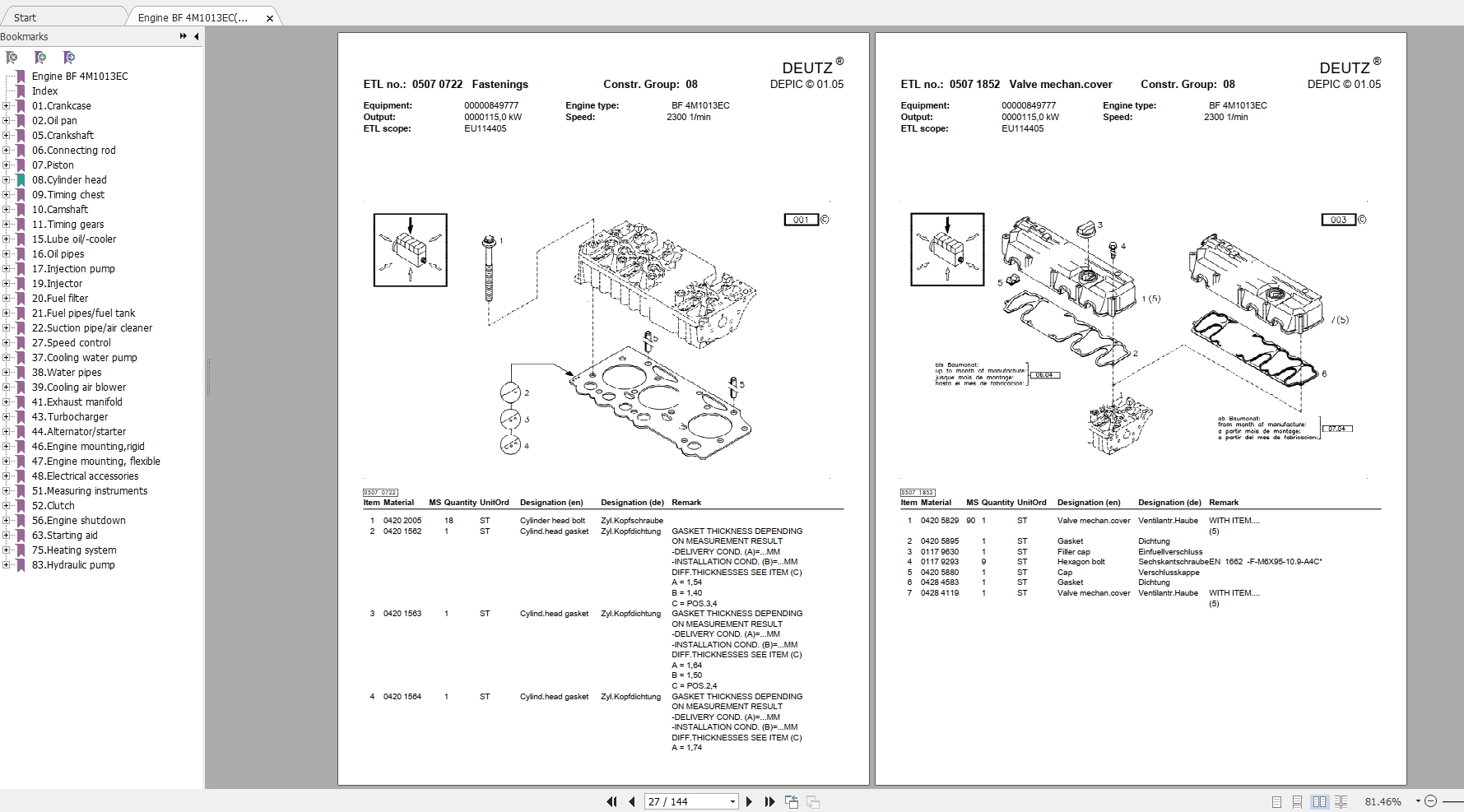 DEUTZ ENGINE BF4M 1013 C PARTS MANUALS | Auto Repair Manual Forum