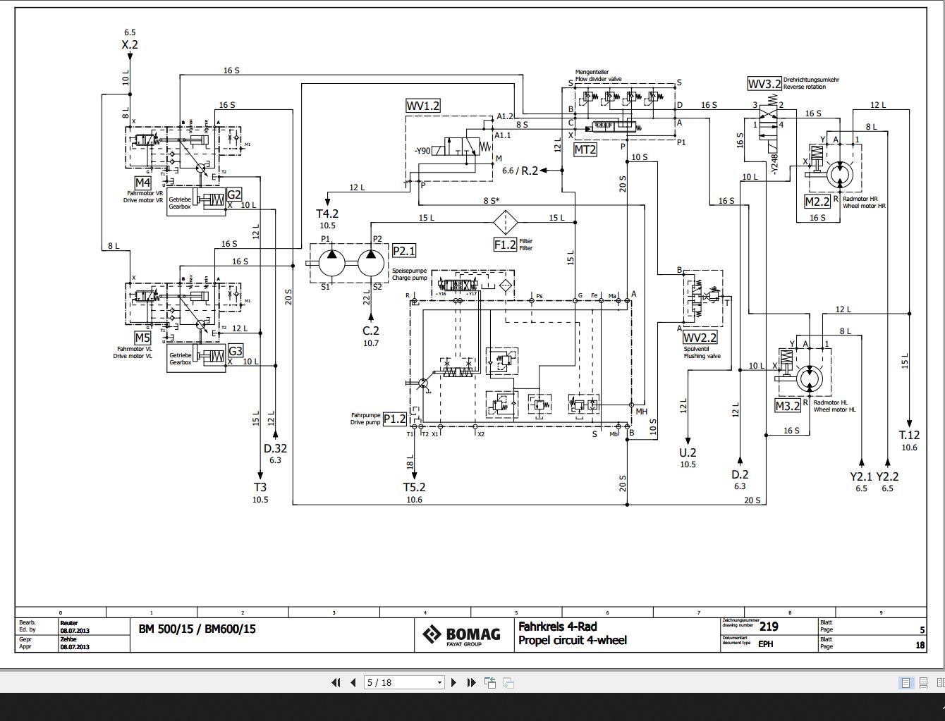 Bomag BM500 15 BM600 15 Wiring Diagram Function 219 2013 EN DE Auto