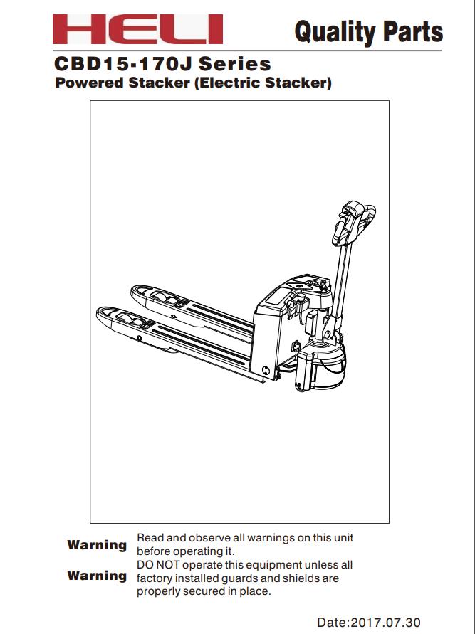 Heli Electric Pallet Truck Cbd J Parts Manual Zh En Auto Repair