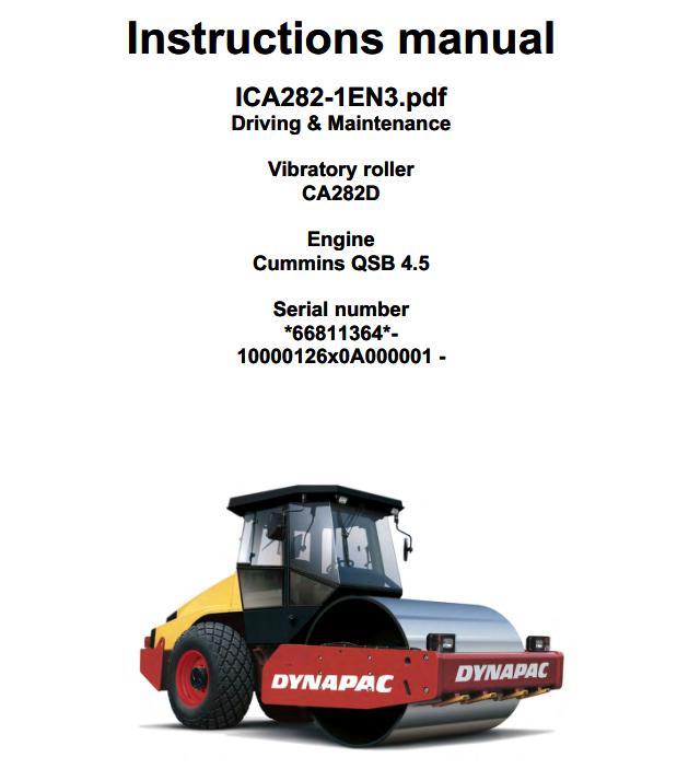 Dynapac Vibratory Roller CA282D Operation Maintenance Manual Auto