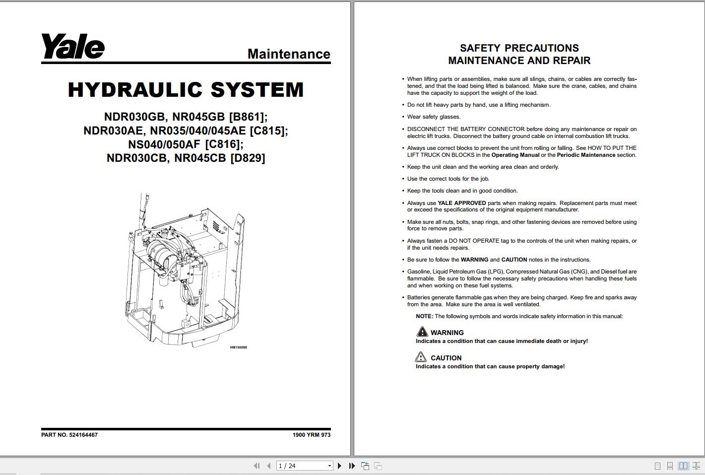 Yale Forklift C Nr Ae Ndr Ae Service Manual Auto Repair