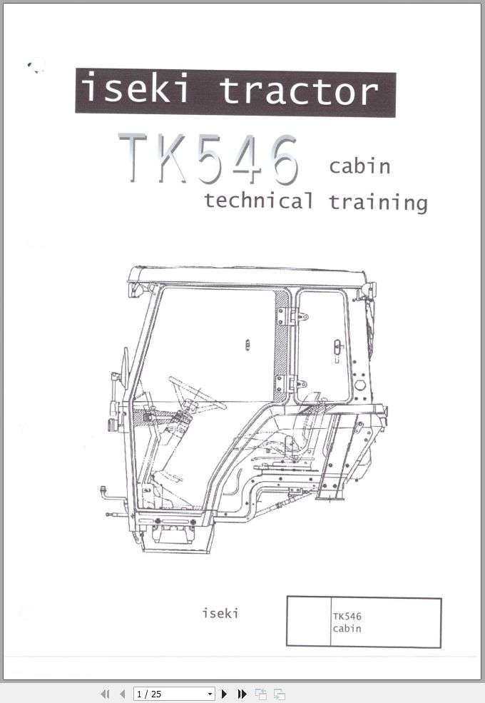 Iseki Tractor TK546 Cabin Technical Training Auto Repair Manual Forum