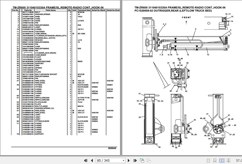 Tadano Cargo Crane TM ZR600 Parts Catalog Auto Repair Manual Forum